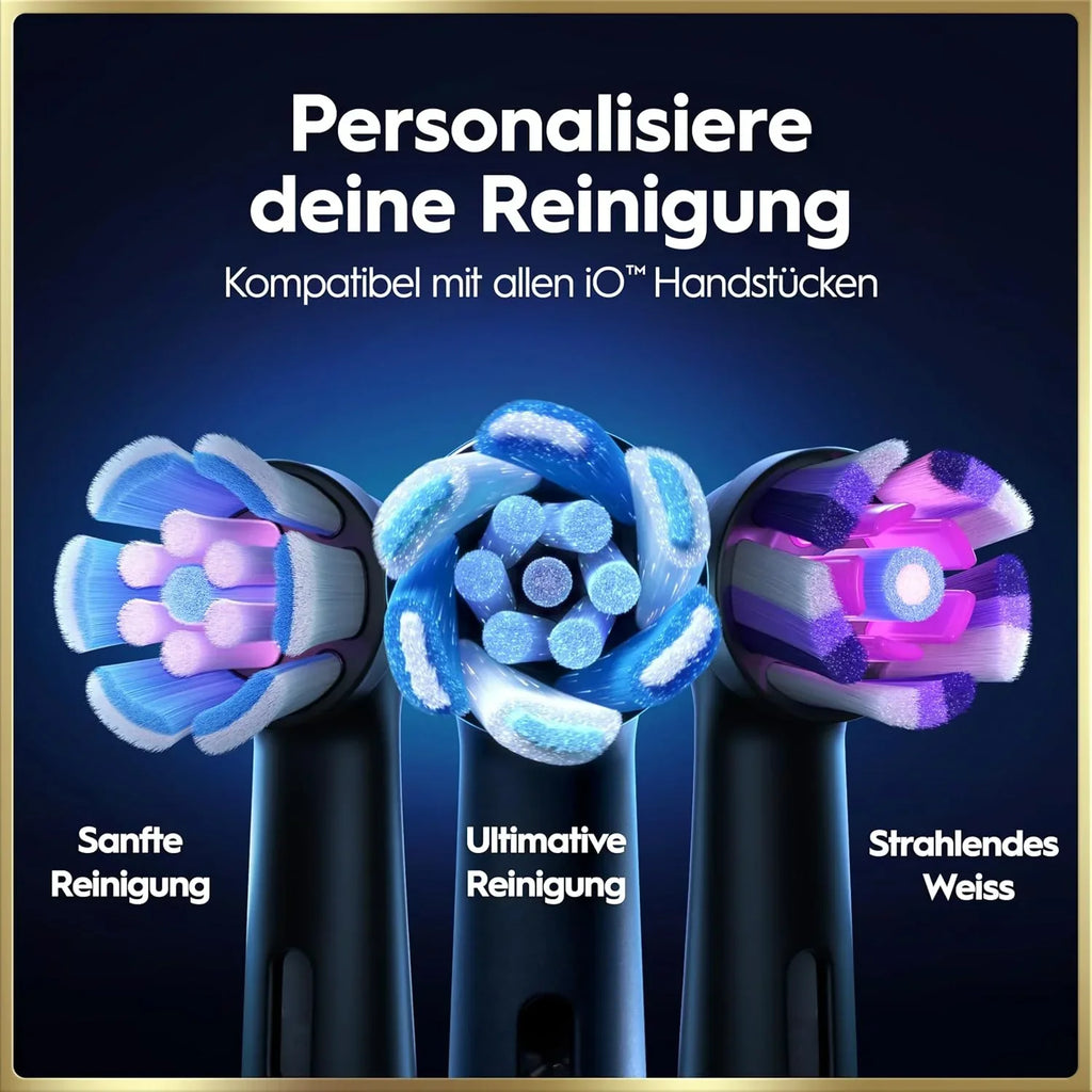 Cepillo de dientes eléctrico recargable iO Series 9 con cabezales, 7 modos de limpieza, control de presión inteligente, cabezal redondo, negro