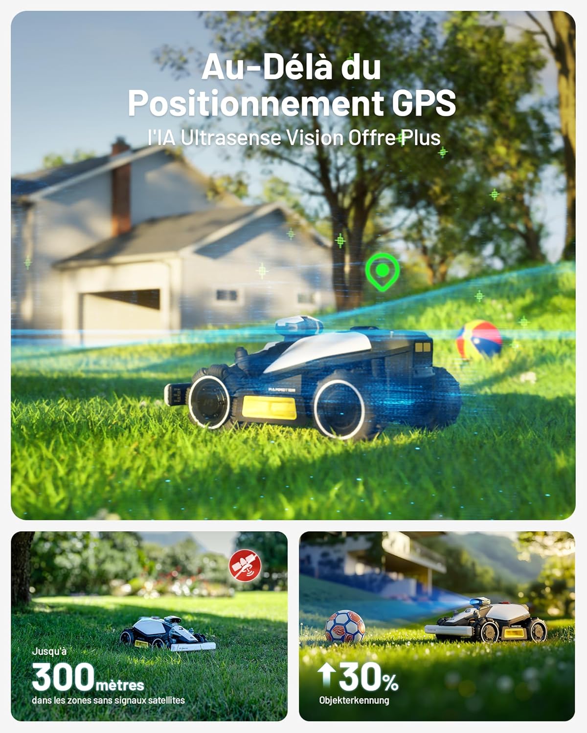 MAMMOTION LUBA Mini AWD 1500 Robot Cortacésped Inalámbrico, NetRTK+Vision, Sin Antena RTK Necesaria, Recomendado 1500m², Máx. 1800m², Pendientes del 80%, con Módulo 4G