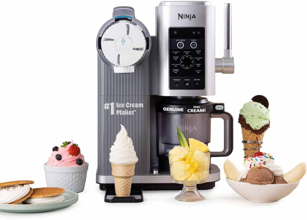 Ninja CREAMi Scoop and Swirl Heladera y máquina de helado suave con 2 recipientes, 13 funciones, prepara helado, helado suave, gelato, sorbete, batidos y más, opción de mezcla, Platinum Silver, NC701UK