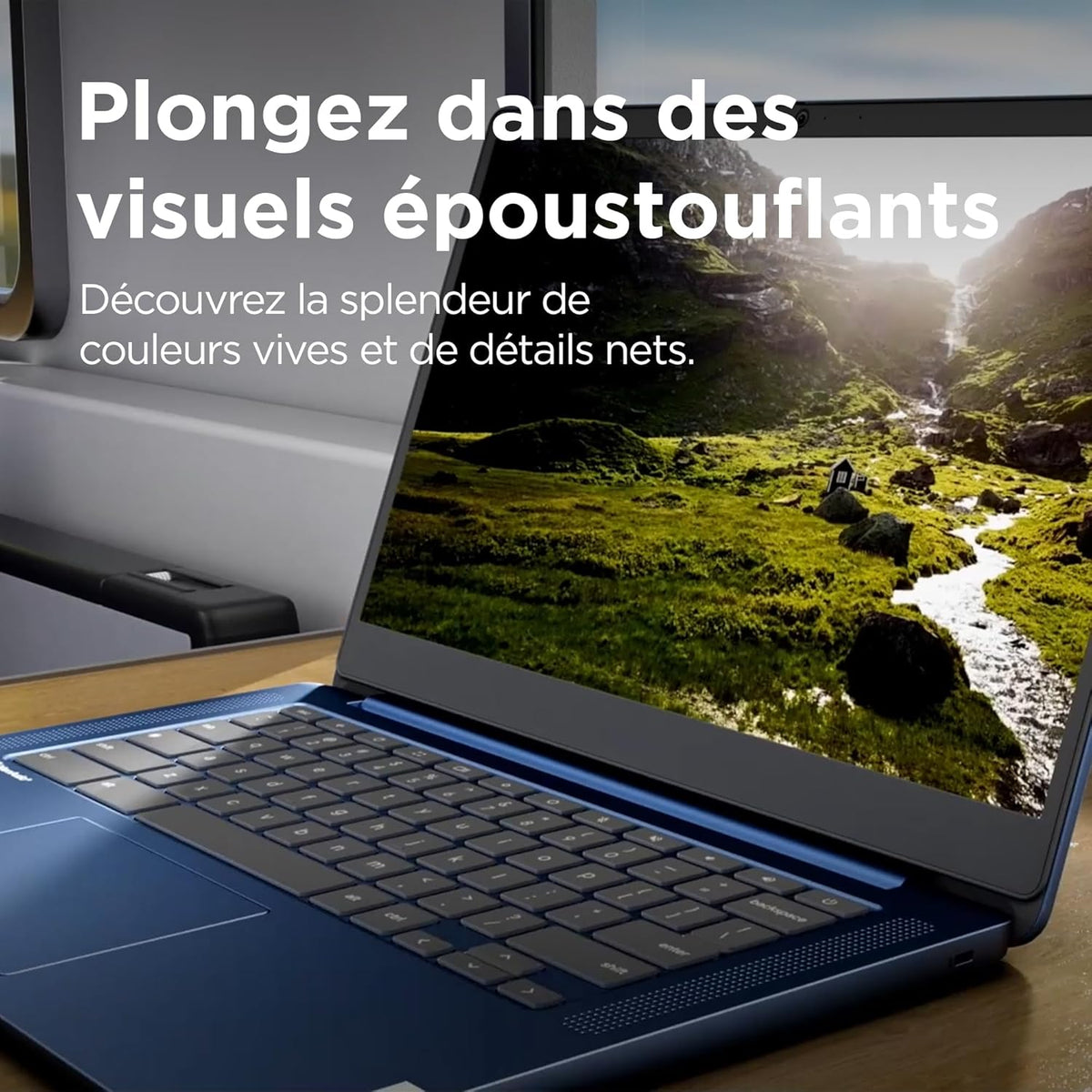 Lenovo IdeaPad Slim 3 Chrome 14M868 - Ordenador portátil 14'' FHD (MediaTek Kompanio 520, RAM 8GB, SSD 128GB, GPU Arm Mali-G52 2EE MC2, Chrome OS) Teclado AZERTY francés - Azul