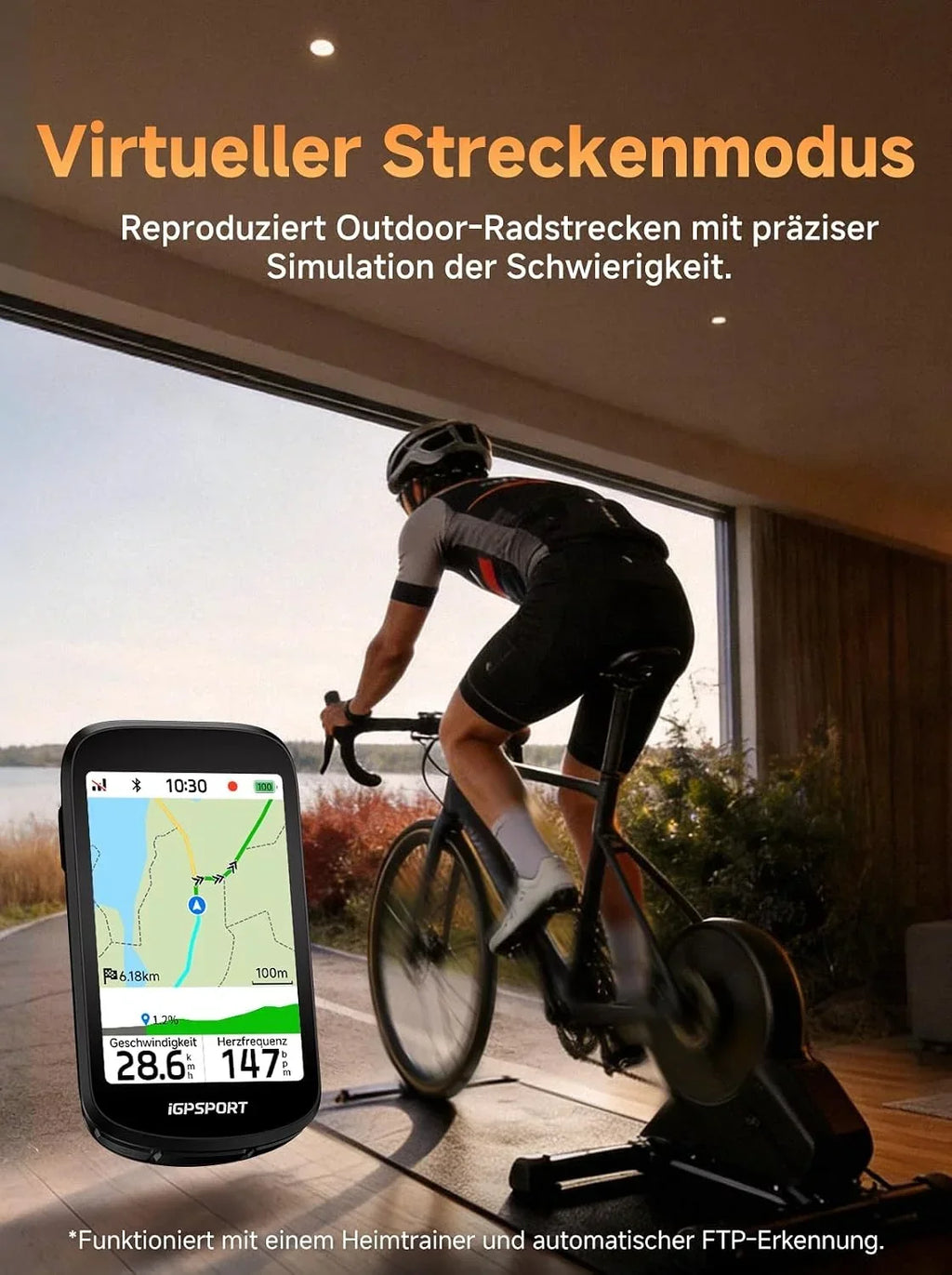 Ciclocomputador BSC500 con navegación GPS, pantalla a color de 3,3 pulgadas, pantalla táctil, IPX7, ANT+, Bluetooth, modo bicicleta eléctrica y función de mapas
