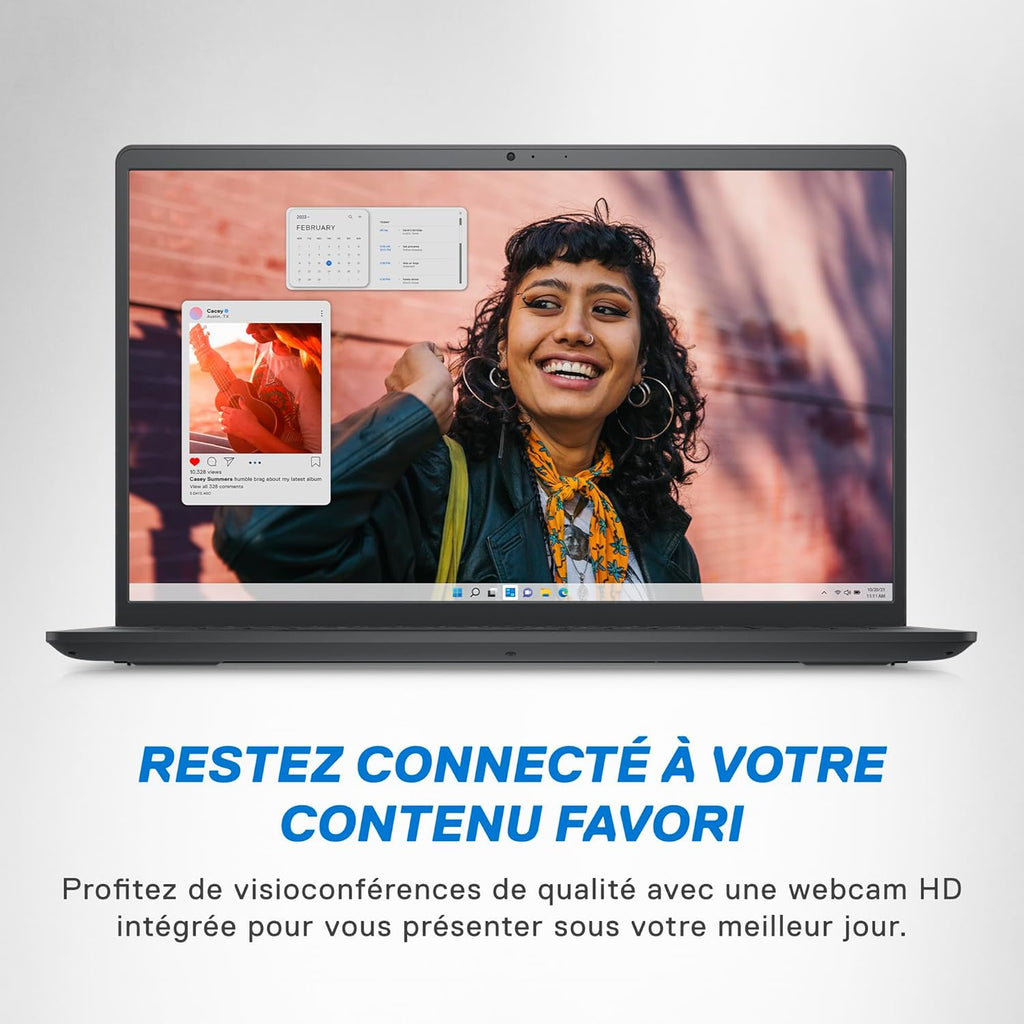 Dell Inspiron 15 (3530) - Pantalla FHD de 15,6" a 120 Hz, Intel Core i3-1305U, 8 GB de RAM, SSD de 256 GB, Intel UHD Graphics, Windows 11 Home, teclado AZERTY - Negro carbón