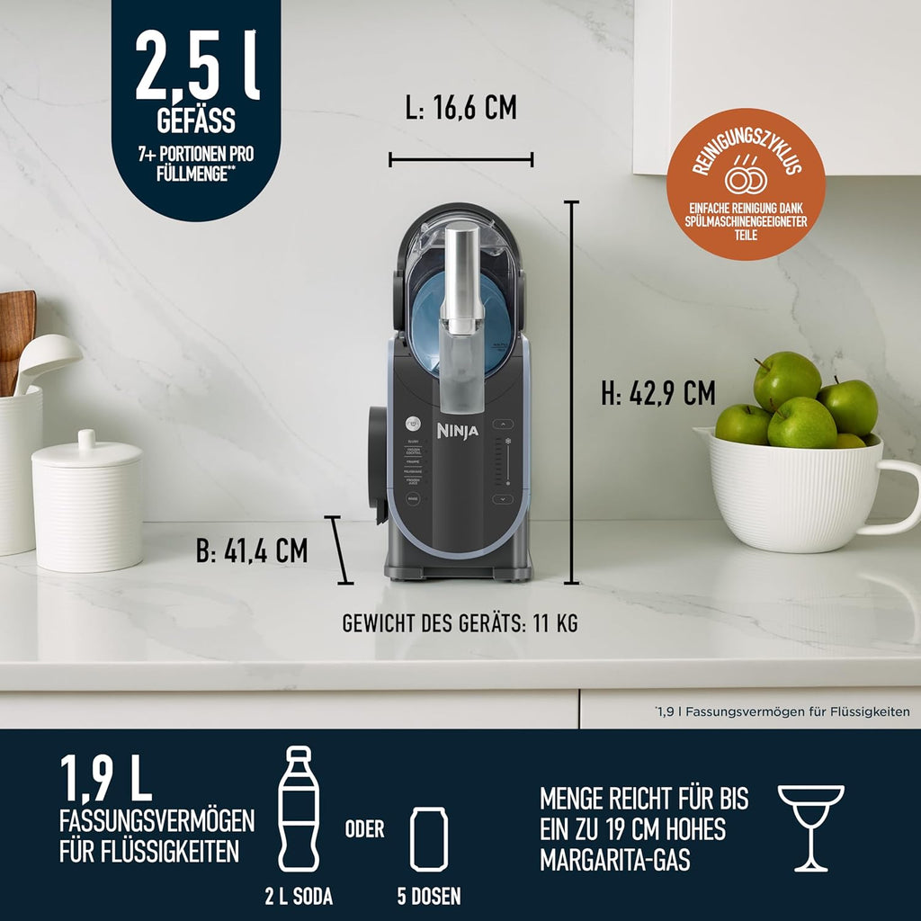 Máquina Ninja SLUSHi para granizados, cócteles helados, frappés, batidos y zumos congelados, sin hielo ni preparación previa, tecnología WhisperChill, capacidad de 1,9 L, Verde, FS301EUTG