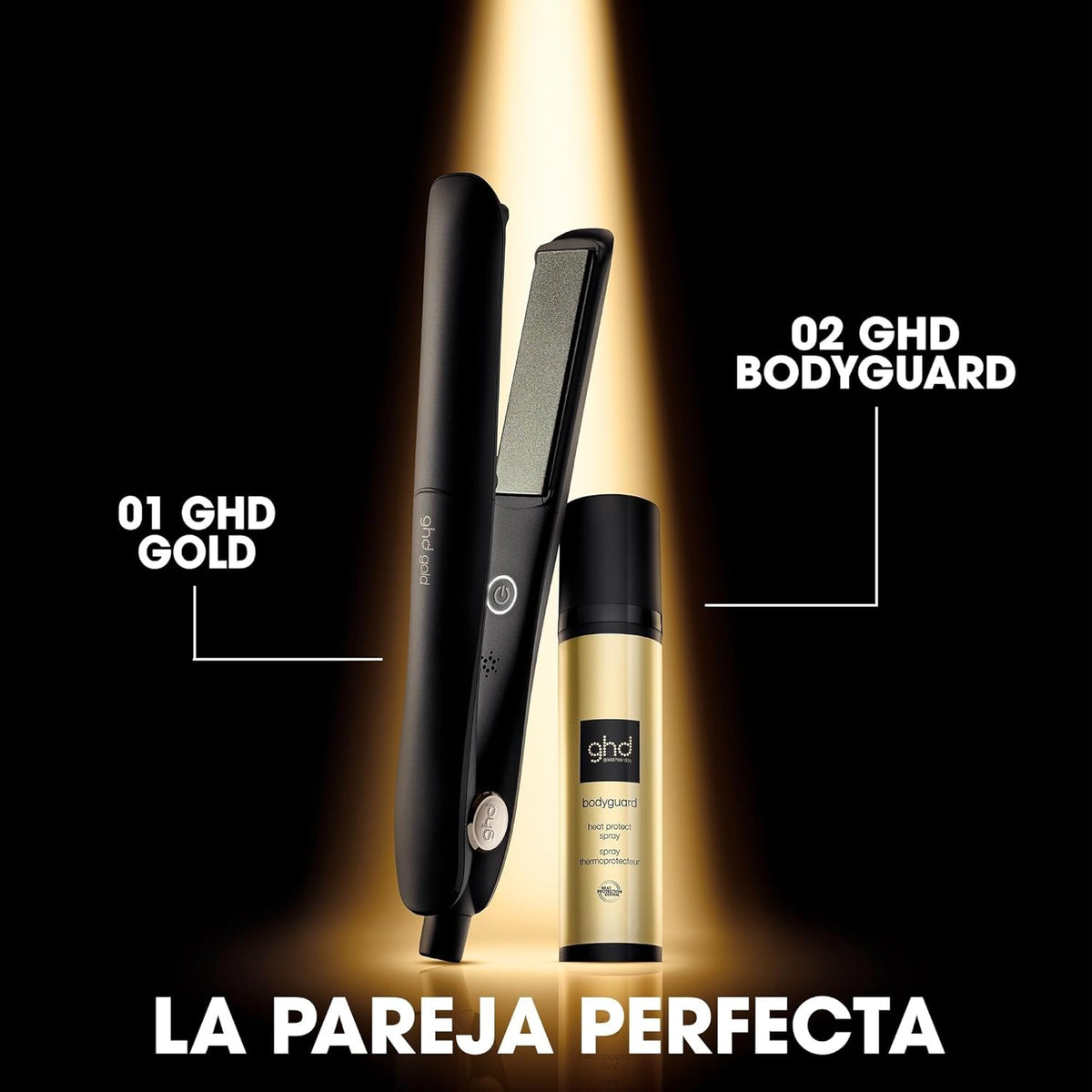 ghd Gold - Plancha de pelo profesional para un cabello liso y brillante - Para todo tipo de cabello - Color negro, (Enchufe europeo)
