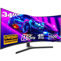 Monitor gaming curvo ultrawide Gawfolk de 34 pulgadas 165Hz UWQHD 3440x1440 1500R VA, altura ajustable, DP, HDMI, VESA 75x75