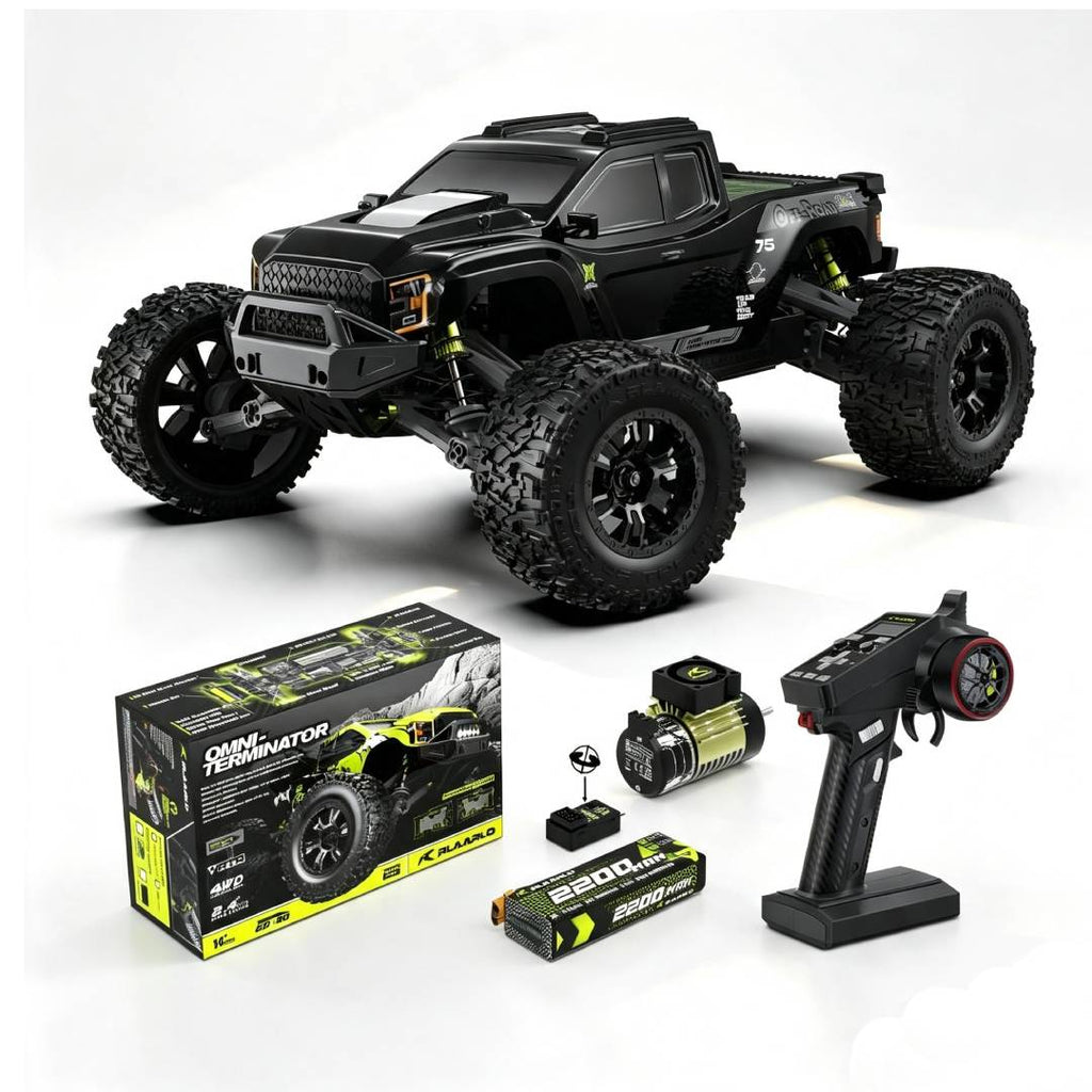 Monster Truck RC Brushless 1:10 4WD hasta 50 km/h todoterreno resistente al agua con fibra de carbono y control remoto