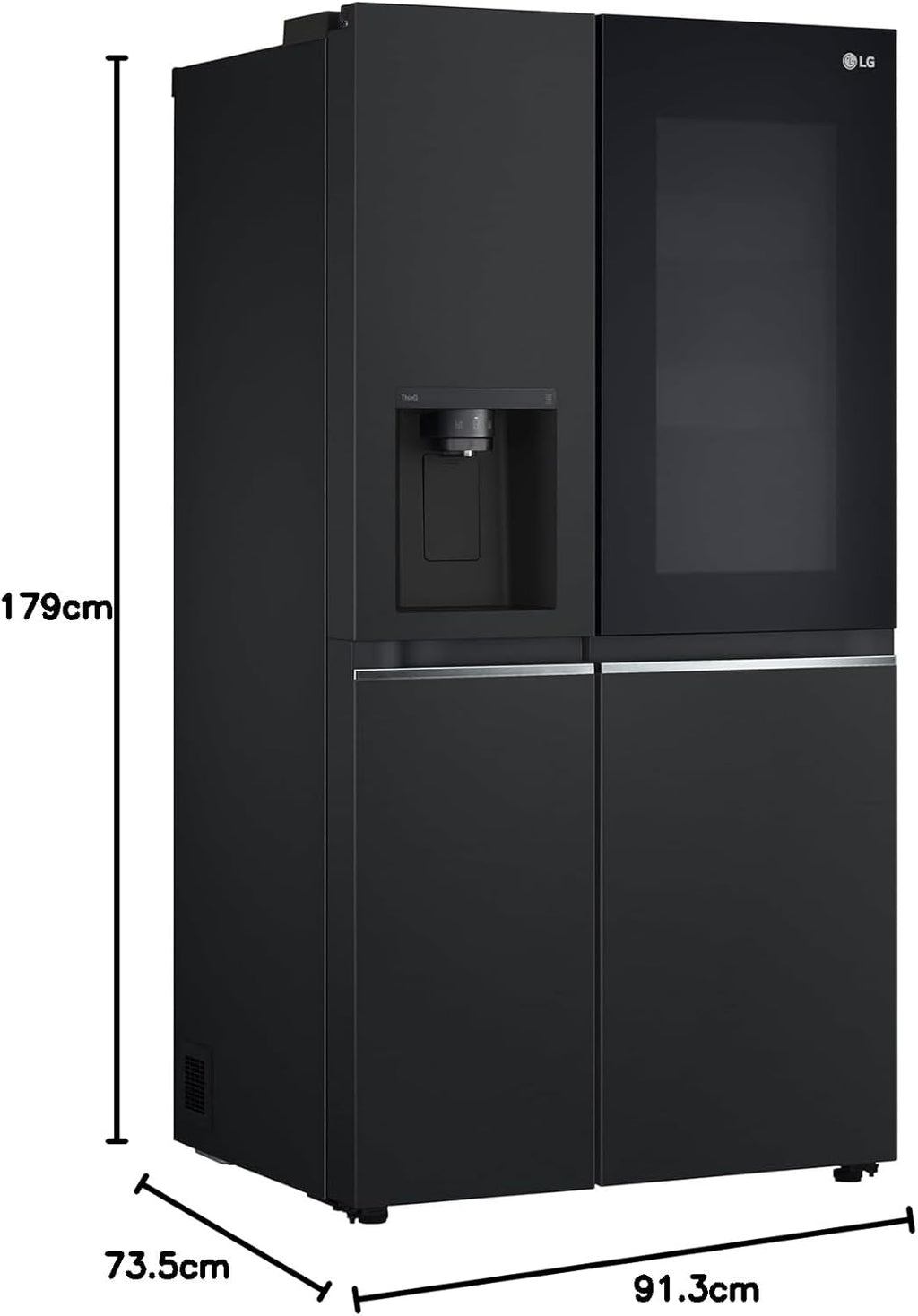 Frigorífico Side by Side LG GSGV81PYLL, Clase E, 635 L, Instaview, frigorífico con congelador, dispensador de hielo, hielo picado y agua, Total NoFrost, compresor Smart Inverter, Wi-Fi