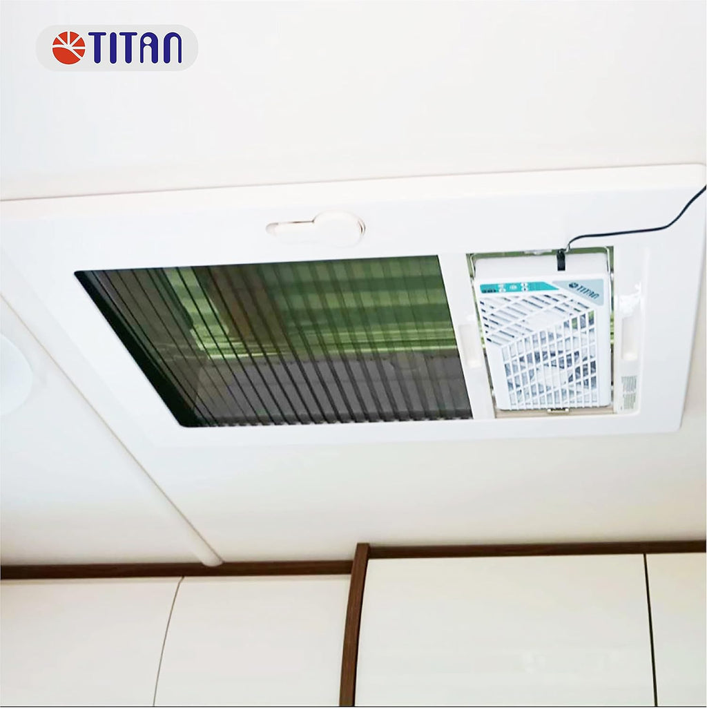TITAN Leiser Dachventilator, 12 V CC, 140 mm, doble, reversible, ventilador para claraboya con control inalámbrico para autocaravana, caravana, TTC-SC21/V3