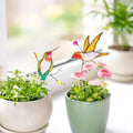 Set de estacas para plantas de colibrí de cristal, decoración floral para interiores, pintado a mano