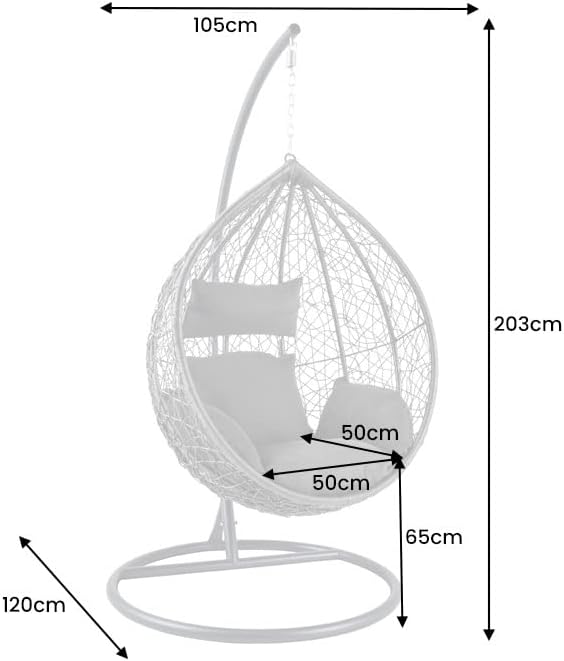 riess-ambiente Silla colgante de exterior LOFT gris antracita silla de jardín incluye cojín resistente a la intemperie