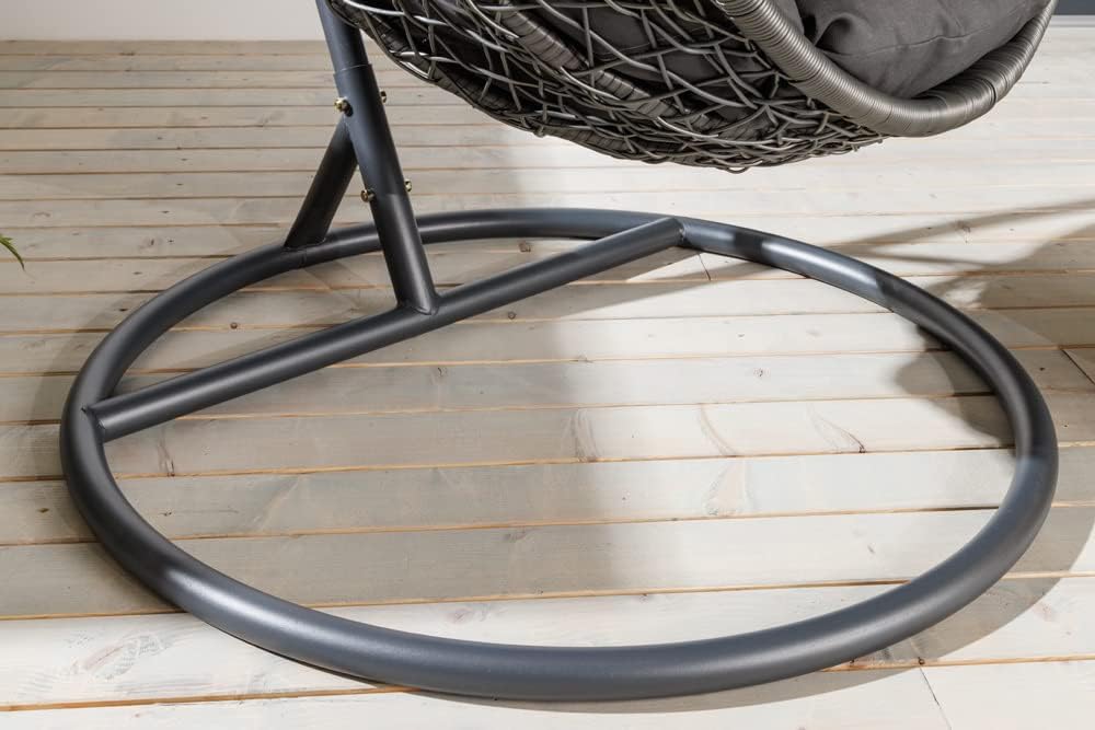 riess-ambiente Silla colgante de exterior LOFT gris antracita silla de jardín incluye cojín resistente a la intemperie