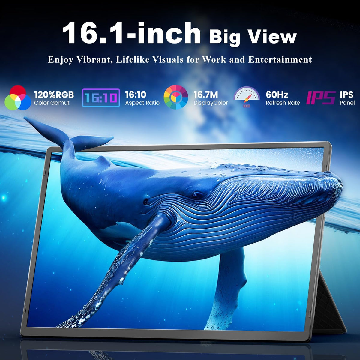 Monitor Portátil Teamgee 16,1" FHD 1200P IPS con Soporte Magnético Ajustable en Altura de 360°, Pantalla Dual Ultradelgada para Mac/Windows/Chrome (Portátiles de 13-17,3"), Montaje VESA
