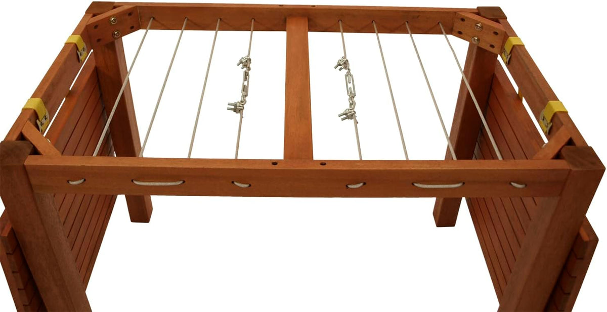 Mesa de jardín funcional DEGAMO con función de tendedero, 100x60x75cm, eucalipto aceitado marrón, con certificación FSC®, para exterior e interior