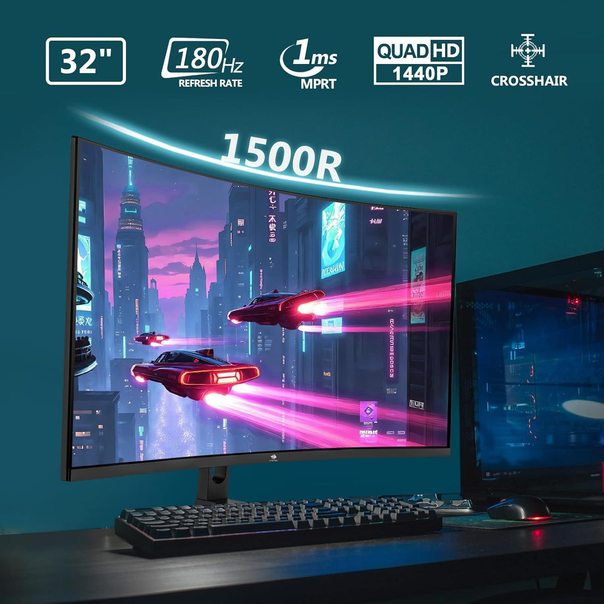 Monitor Gaming Curvo Z-Edge 32'' 2K QHD (2560x1440), 1ms, 170Hz, Pantalla Gaming 16:9, AMD FreeSync, Inclinación Ajustable, 1500R VA, 2×DP1.4 & 2×HDMI2.0, 3000:1, RGB, VESA 75*75mm (Cable HDMI incluido)