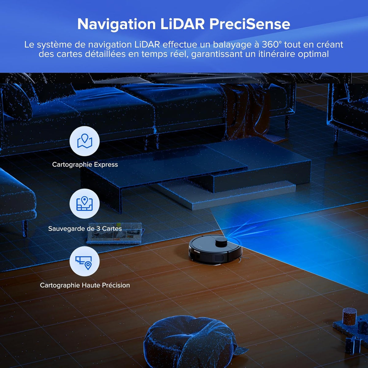 Roborock Q7 L5+ Robot Aspirador y Fregasuelos con Estación, Succión de 8000 Pa, Vaciado Automático, 3 niveles de agua, Doble sistema antienredos, Navegación LiDAR, Ideal para pelo de mascotas/alfombras, App
