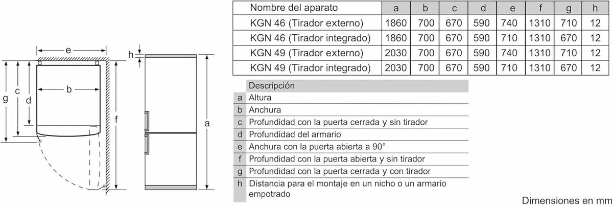 Bosch Serie 4 - Frigorífico combi, NoFrost, alto 203 x ancho 70 cm, 438 L, Tecnología VitaFresh, Blanco - KGN49XIDQ
