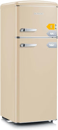 SEVERIN Retro - Frigorífico combi, compacto y eficiente, 4 estantes ajustables en altura y una gran cajonera para verduras, 206 L de capacidad útil, color crema, RKG 8933