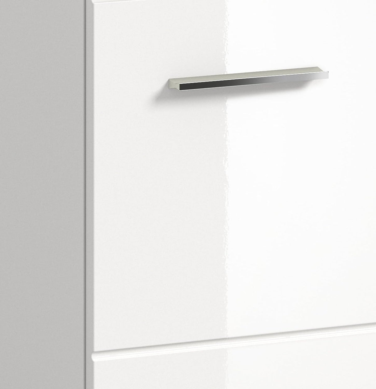 xonox.home - Armario alto Ice 60x185x30 cm, frente blanco alto brillo termoformado, cuerpo blanco - armario alto de baño ancho - elegante y funcional