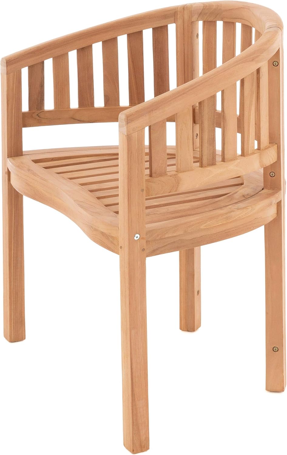 Silla de plátano DIVERO Sarasota curvada de madera de teca, tratada – Hecha totalmente a mano – Color: marrón natural