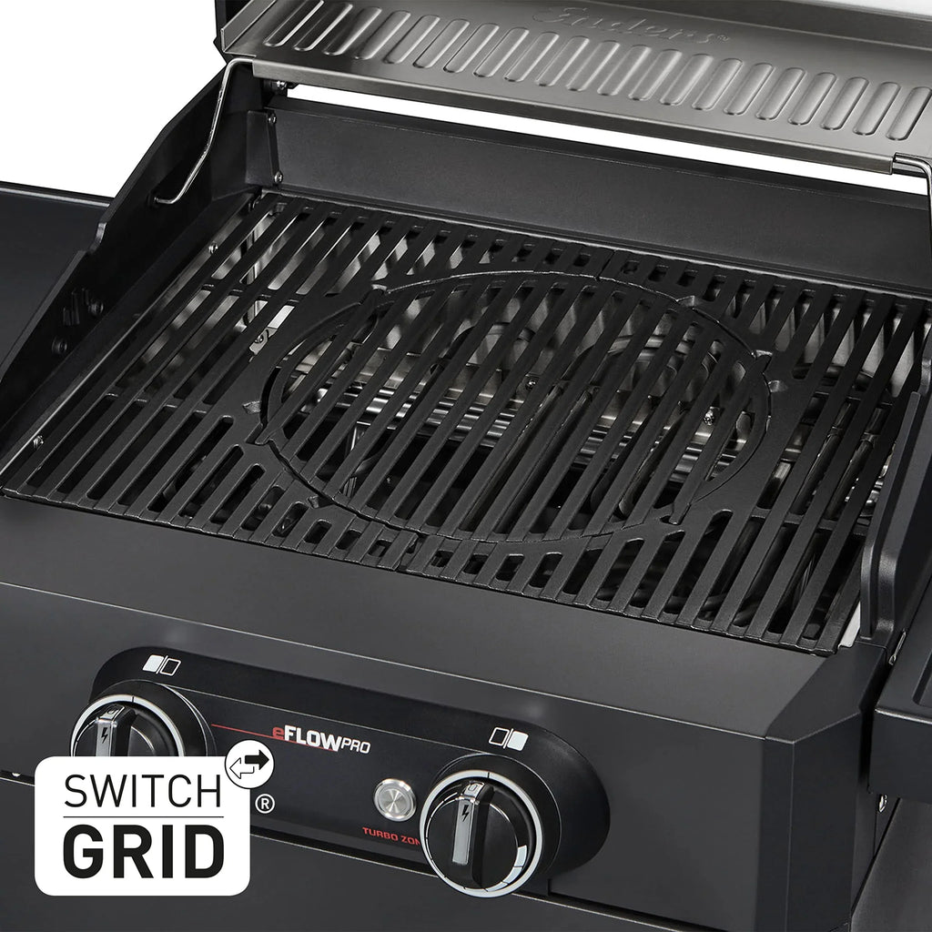 Parrilla eléctrica eFLOW PRO 2 TURBO 3000 W 230 V Turbo-Zone Switch Grid 2000 cm² superficie de cocción barbacoa con carro