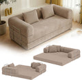 skølm Lofn Schlafsofa aus Cord – 2 Sitzer Couch ausklappbar zum Bodensofa – Vollschaumcouch in Taupe 200 cm breit – Klappsofa inkl. 2 Kissen & Stahlgestell – Cordsofa Wohnzimmer – Cloud Couch boneless | ohne Aufbau