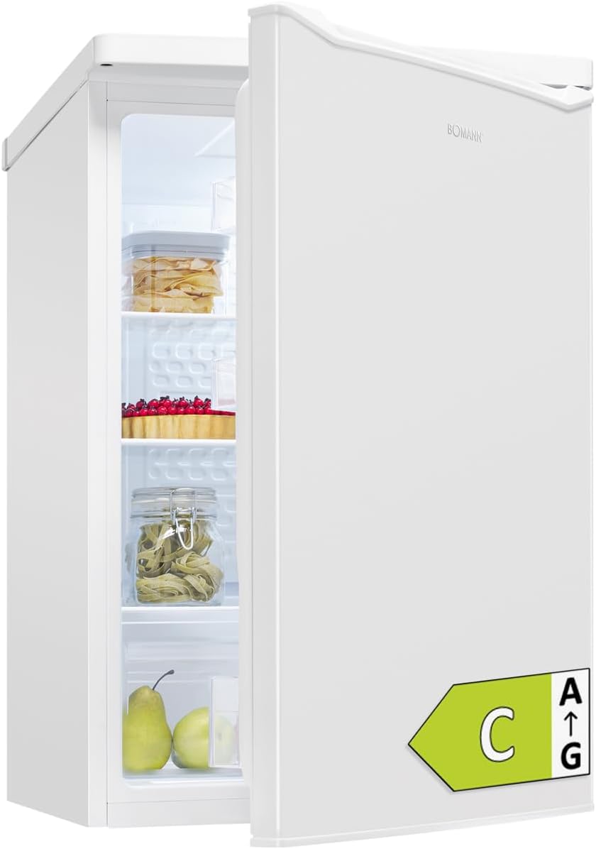 Refrigerador Bomann® sin congelador | Clase energética C | 85 cm | 5 años de garantía en el compresor | Refrigerador pequeño | 0-8 °C | silencioso 35 dB | 3 estantes | Refrigerador estándar 126 L | VS 7258 blanco