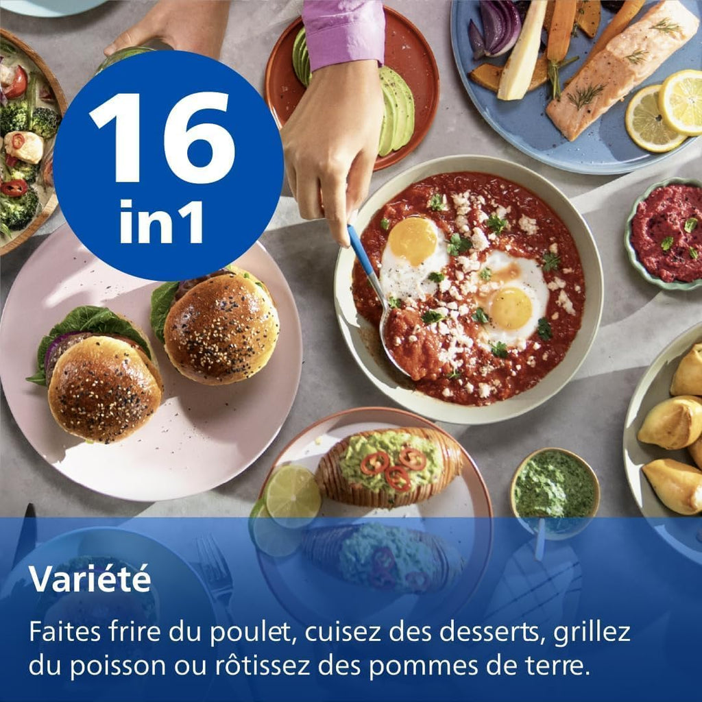 Philips Airfryer Serie 3000 - Freidora de aire 6,2 L, 16 en 1, ventana de cocción, tecnología RapidAir, hasta un 90 % menos de grasa, aplicación HomeID, color negro (NA330/00)