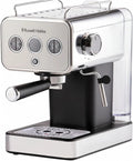 Russell Hobbs ekspres do kawy, ciśnieniowy, 15 bar, dysza do podgrzewania/spieniania mleka, podgrzewacz do filiżanek, wskaźnik LED, szczotkowana stal nierdzewna, titanium, 1350W, Distinctions 26452-56