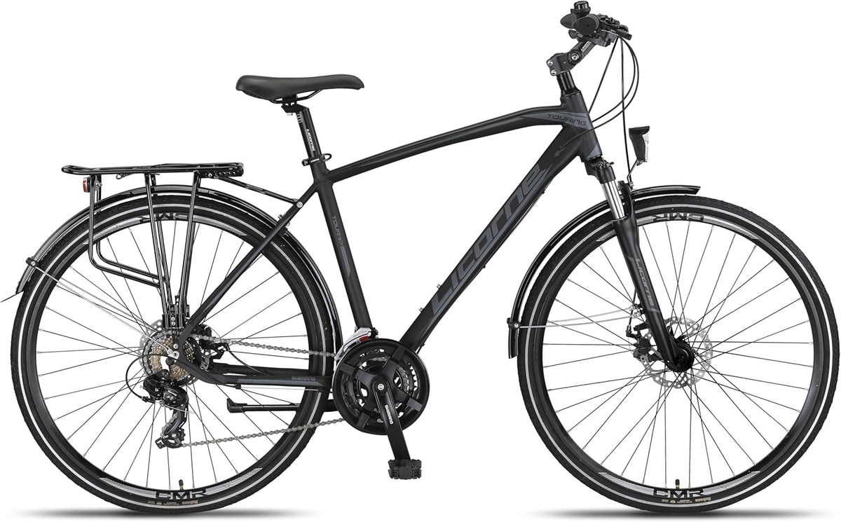 Bicicleta de trekking y turismo premium Licorne Bike de 28 pulgadas, con cuadro de aluminio y frenos de disco, para niños, niñas, mujeres y hombres - 21 velocidades - bicicleta de montaña - bicicleta cross
