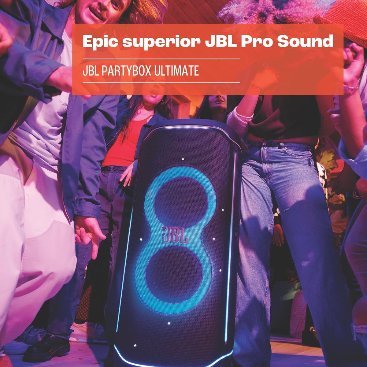 JBL Partybox Stage 120 en negro: altavoz Bluetooth portátil con sonido JBL Pro, espectáculo de luces, refuerzo de sonido con IA y asa telescópica: 12 h de autonomía
