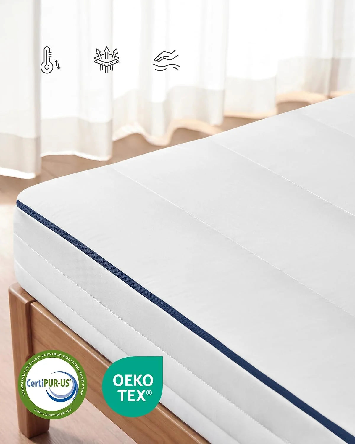 VASAGLE Materac 160 x 200 cm, materac 2-osobowy, żelowa pianka z pamięcią kształtu, 7-strefowa pianka z pamięcią kształtu, oddychający pokrowiec, zdejmowany i nadający się do prania w pralce, grubość
