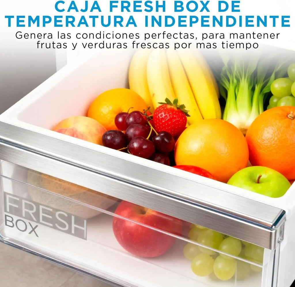 Frigorífico Combi No Frost Midea | 60 cm de ancho x 188 cm de alto | Inox | Nevera de libre instalación, 224 L + 86 L de congelador - Refrigerador de bajo consumo con congelador vertical