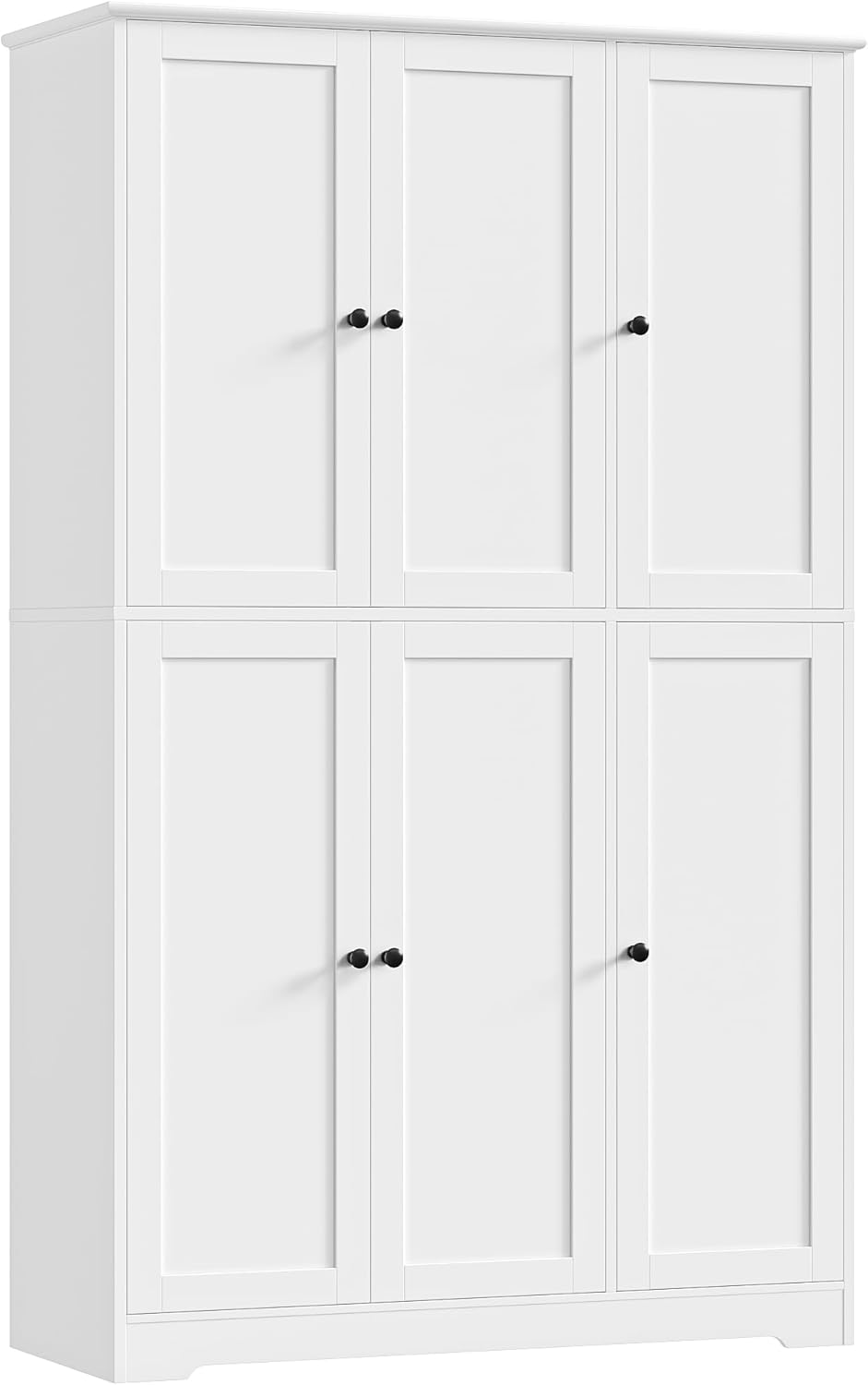 Armario de cocina FirFurd, armario multiusos de 180 cm, armario despensero, aparador con 6 puertas y estantes ajustables, armario multiusos para cocina, salón y recibidor, 180x106x37 cm, blanco