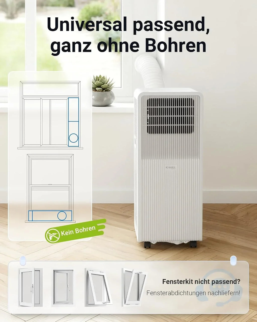 Aire acondicionado portátil A027C-09C 9000 BTU con tubo de escape, unidad de climatización 3 en 1 para habitaciones de hasta 33 m², temporizador de 24 horas, mando a distancia R-290