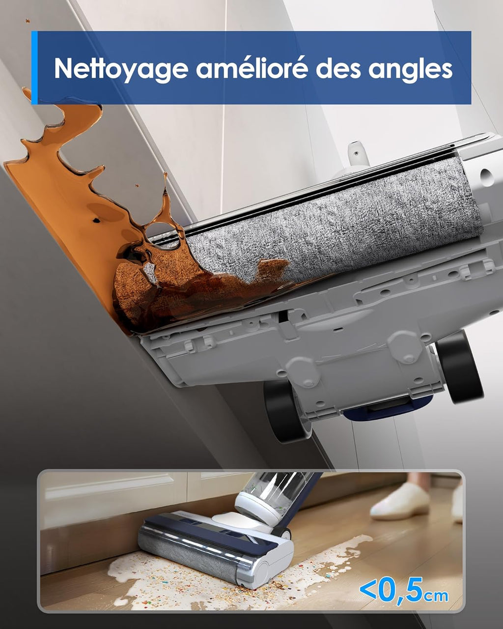Tineco iFLOOR 5 Breeze Complete Aspiradora y Fregadora, Aspiradora en seco y húmedo sin cable para suelos duros, limpieza de bordes, autolimpieza automática, 35 min de autonomía, diseño ligero