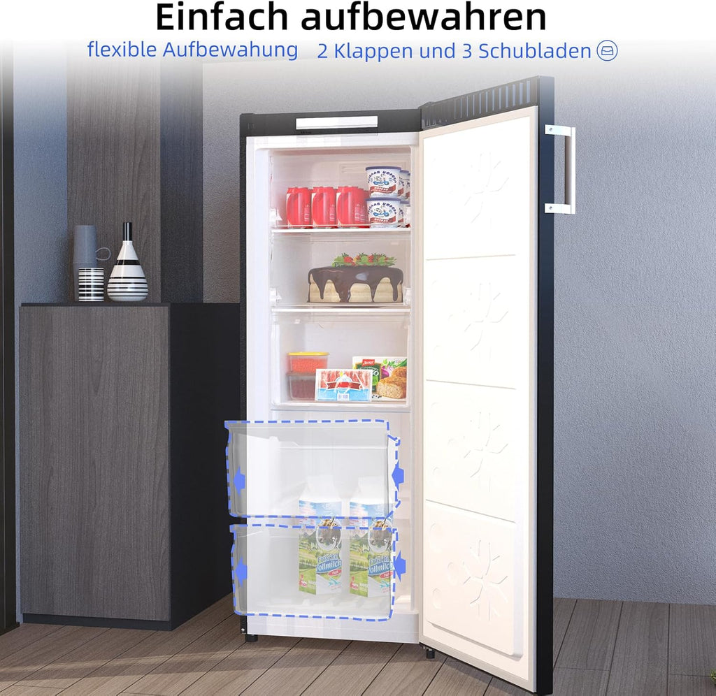 Congelador CHiQ FSD166NE4E 166 L, tecnología No Frost, puerta reversible, acero inoxidable negro, 144 cm de altura