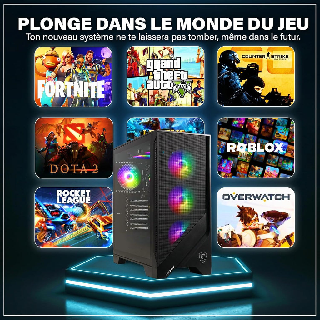 PC Gaming - Kit completo con AMD Ryzen 7 5700G | Vega 8 | 16 GB RAM DDR4 | SSD 1 TB | Refrigeración líquida | Monitor de 25 pulgadas | Ratón y teclado | AZERTY | Win11 Pro | Pack de ordenador