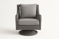 Sillón giratorio de mimbre y tejido de poliéster gris