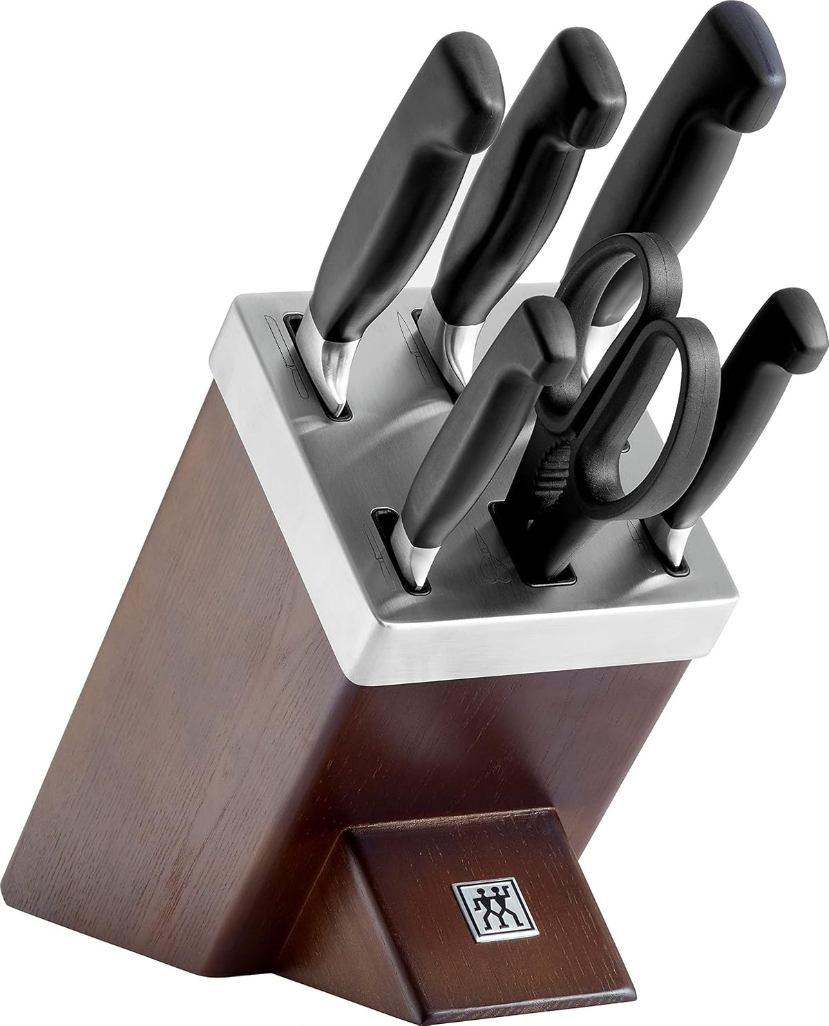 ZWILLING Vier Sterne Bloque de cuchillos autoafilable, hecho en Alemania | 7 piezas, acero especial inoxidable, marrón