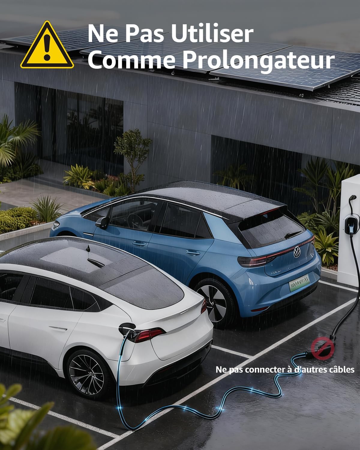 Cable de carga para coche eléctrico bokman tipo 2 (22 kW, 5 metros), impermeable IP55, carga rápida y segura compatible con Model3/e-208/500-e (cable T2)