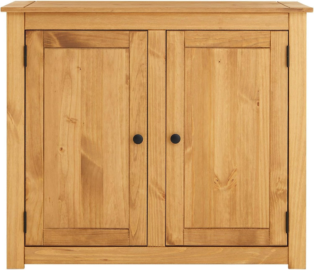 Cómoda CARO-Möbel Cancun, dos puertas, pino natural, madera maciza de pino, tiradores de metal, veteado de madera natural, cómoda para recibidor, armario de madera, mueble de comedor