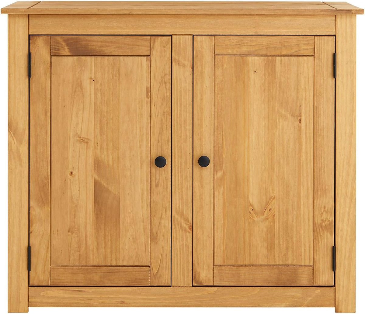 Cómoda CARO-Möbel Cancun, dos puertas, pino natural, madera maciza de pino, tiradores de metal, veteado de madera natural, cómoda para recibidor, armario de madera, mueble de comedor