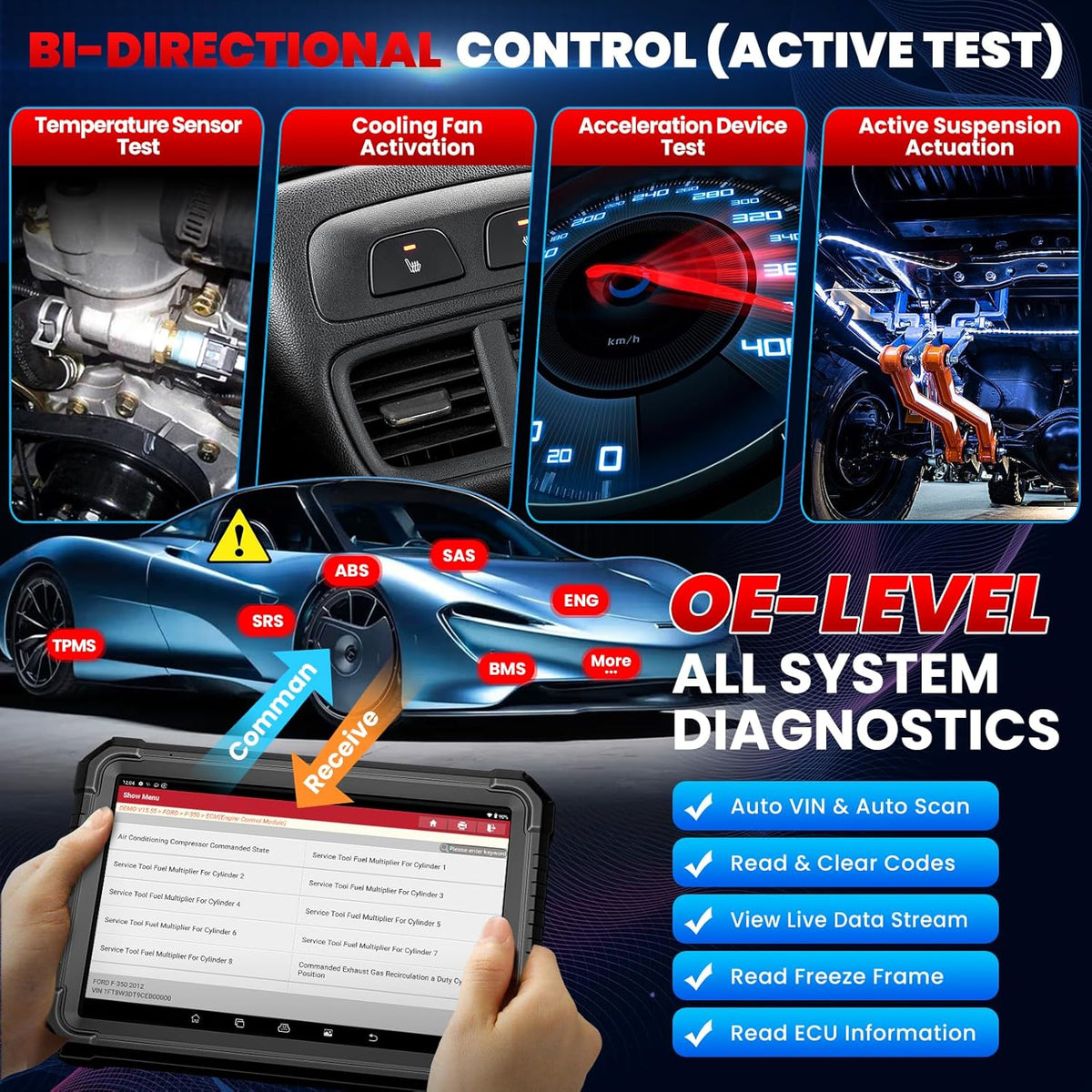 LAUNCH X431 PRO3S+ Elite Maletín de diagnóstico automático SmartlinkC2.0 J2534 Diagnóstico de coche bidireccional, topología OE, más de 41 funciones de mantenimiento, codificación de ECU, diagnóstico remoto inteligente, CANFD/DOIP/J2534