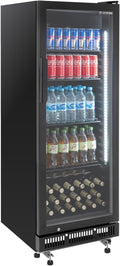 Refrigerador de bebidas GKS-230 I 230 L Nevera para bebidas con puerta de cristal y LED I Refrigerador para botellas con cerradura I Refrigerador de cerveza 0 a +8 °C