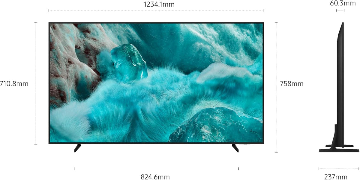 Samsung TV AI 55 pulgadas QLED 55Q7F3 4K Smart TV, Quantum Dots, procesador Q4 AI, WiFi, Airplay, HDR, Q-Symphony, OTS Lite, seguridad Knox, Gaming Hub, Bixby, aplicaciones de operador integradas