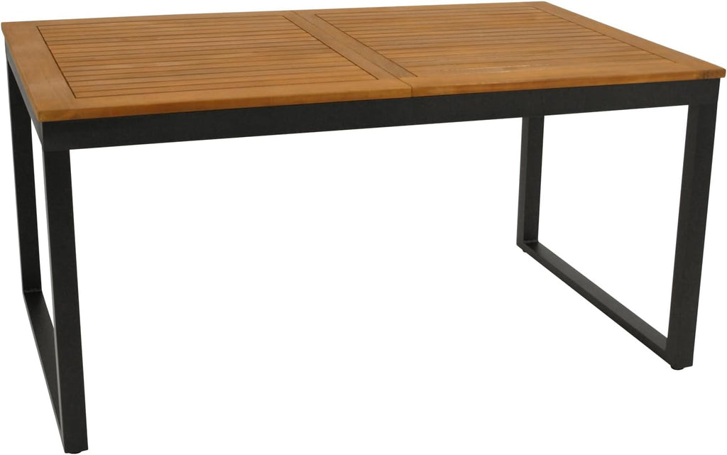 DEGAMO Mesa extensible de jardín RIVELLO 150/200x90 cm, aluminio antracita + madera de acacia aceitada, exterior, certificado FSC®