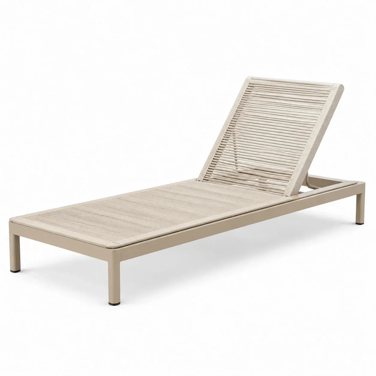 Tumbona de exterior de aluminio y cuerda de poliéster beige 200 cm