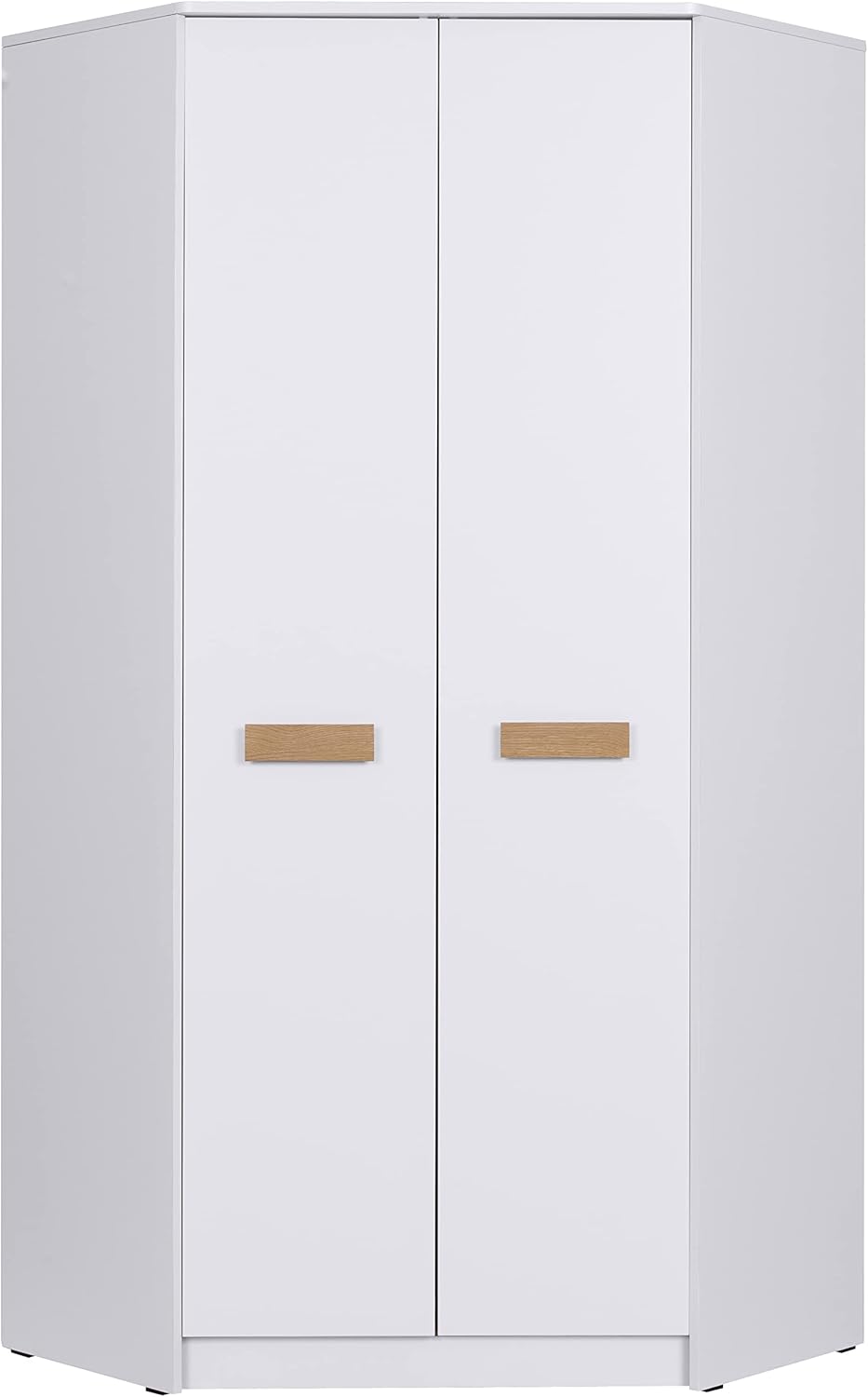 Marmex Grant G8+G15 - Armario esquinero 91x235x91 cm, estantería - armario esquinero con barras para ropa y estantes para habitación juvenil, dormitorio - armario rinconero - blanco + roble Riviera