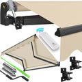 KESSER® Toldo articulado eléctrico con mando a distancia, toldo de brazos articulados, 250 x 200 cm, toldo para terraza, toldo de sujeción, toldo solar, incl. soporte de pared, protección solar, toldo para balcón, beige