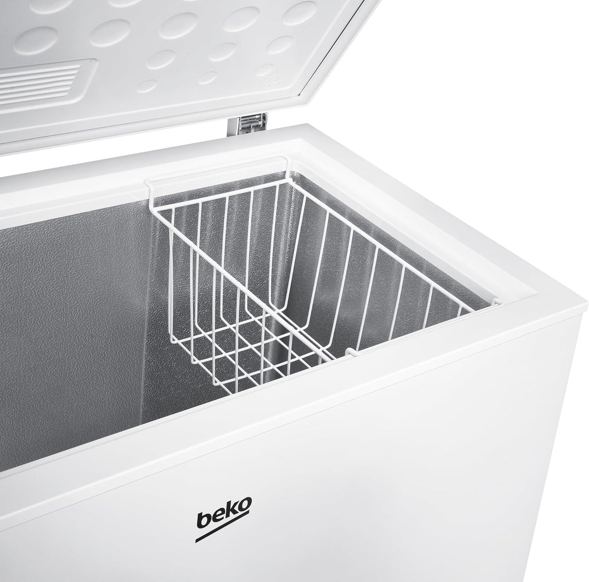 Congelador horizontal Beko CF200CWN, arcón congelador, 198 l de capacidad útil, 1 cesta para congelados, función de congelación rápida, ruedas de transporte, sistema de indicador LED, 40 dB(A), blanco